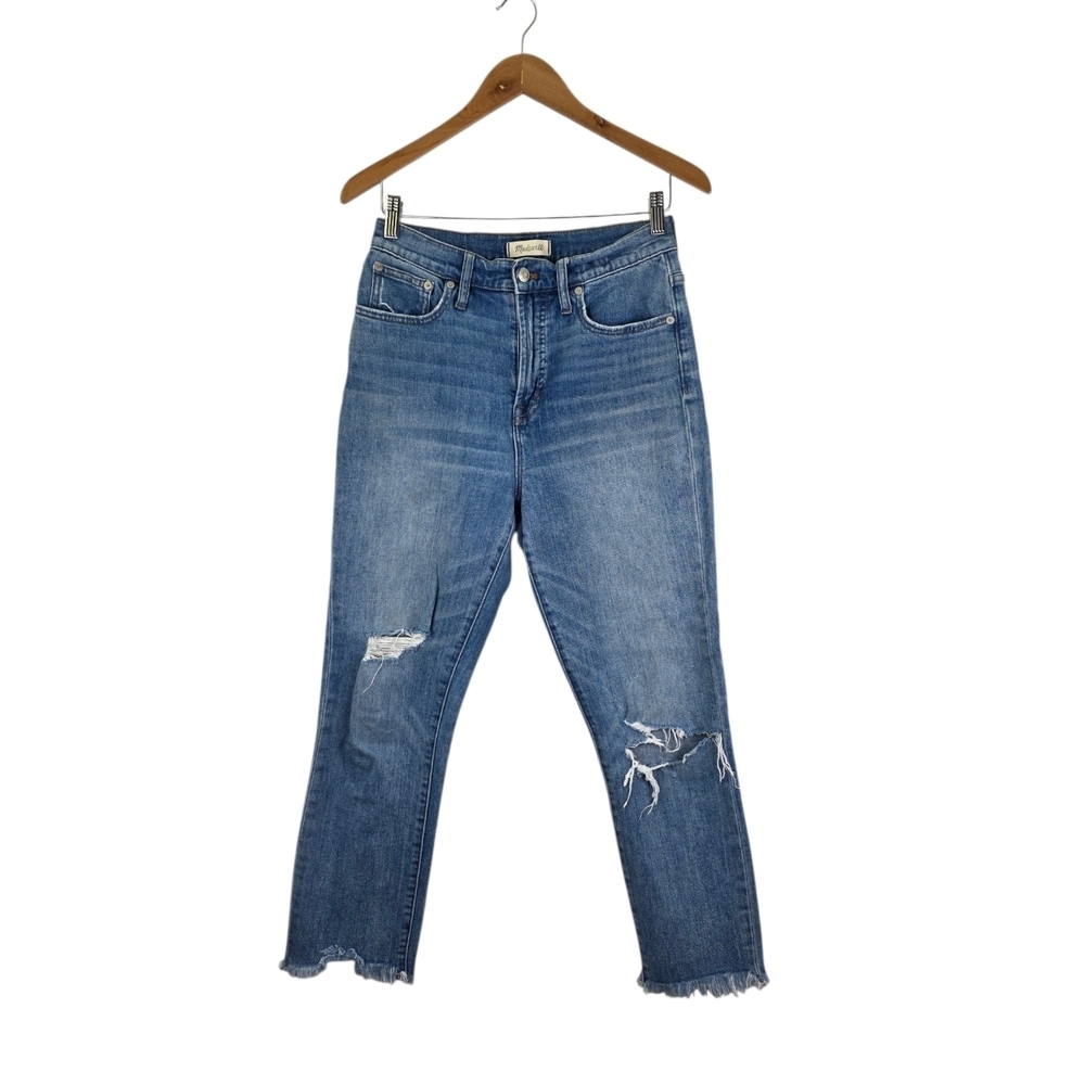 Madewell Women’s The Perfect Vintage High Rise Denim Distressed Raw Hem Size 28